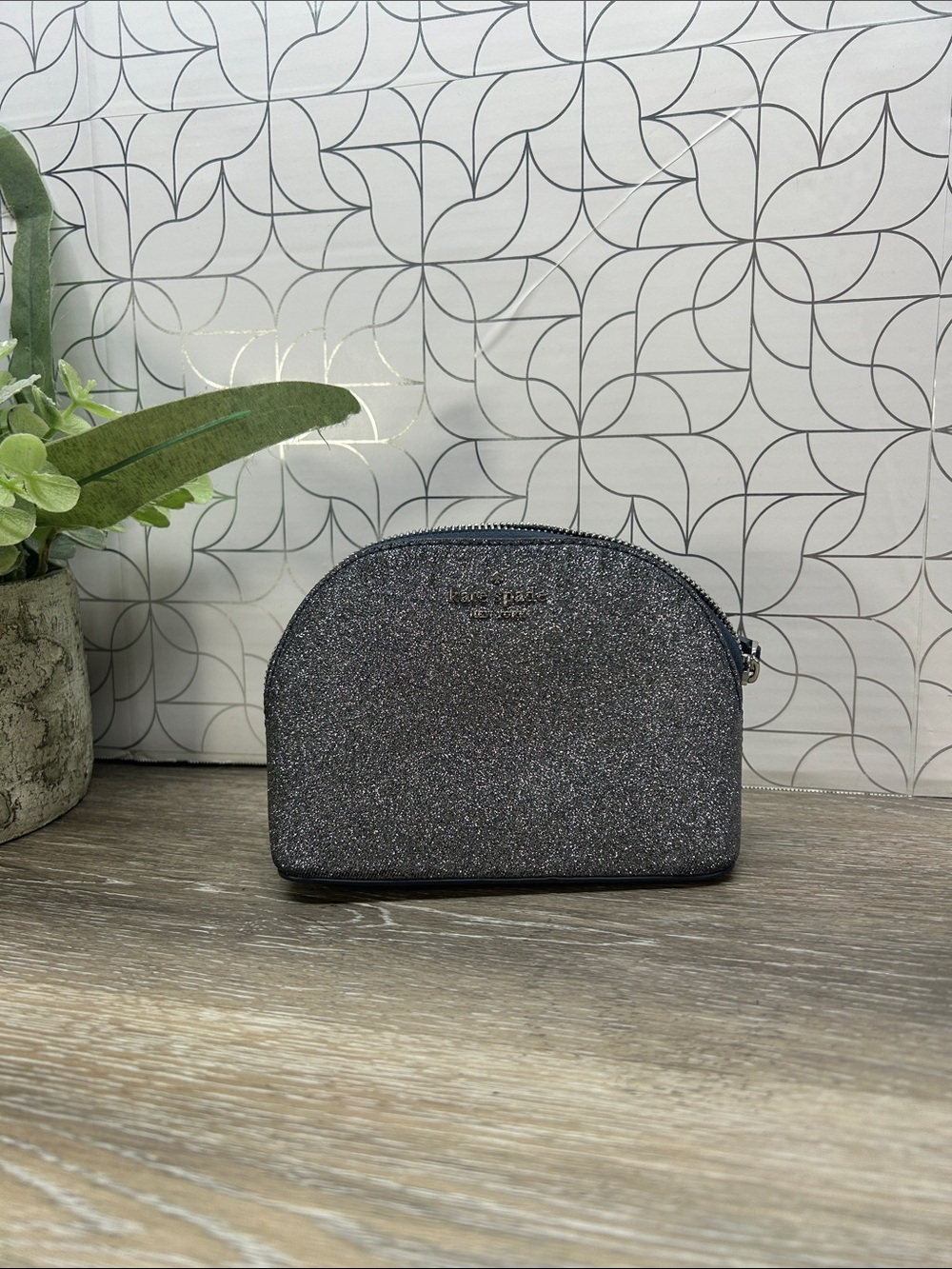 kate spade Glitter Dome Cosmetic Pouch - Charcoal Sparkle